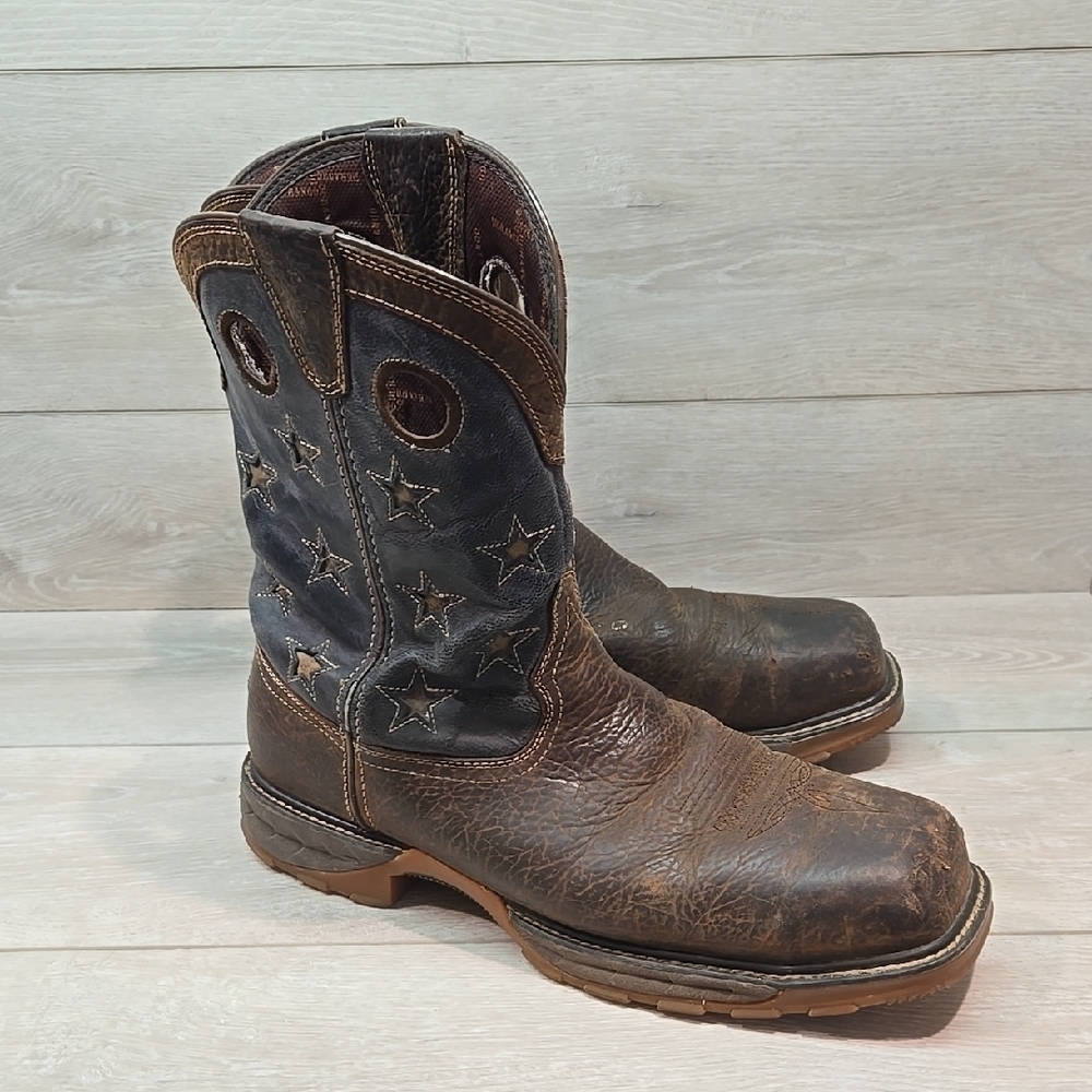 Durango Mens 11"CT WP American Flag Steel Square Toe Star Cowboy Boots Shoes 13W